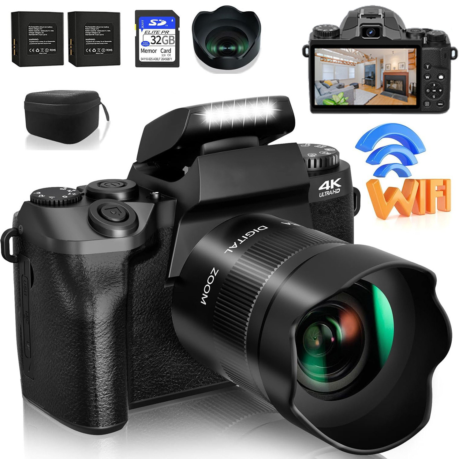 Photography Youtube - 64MP Dijital Fotoğraf Makinesi SLR DSLR